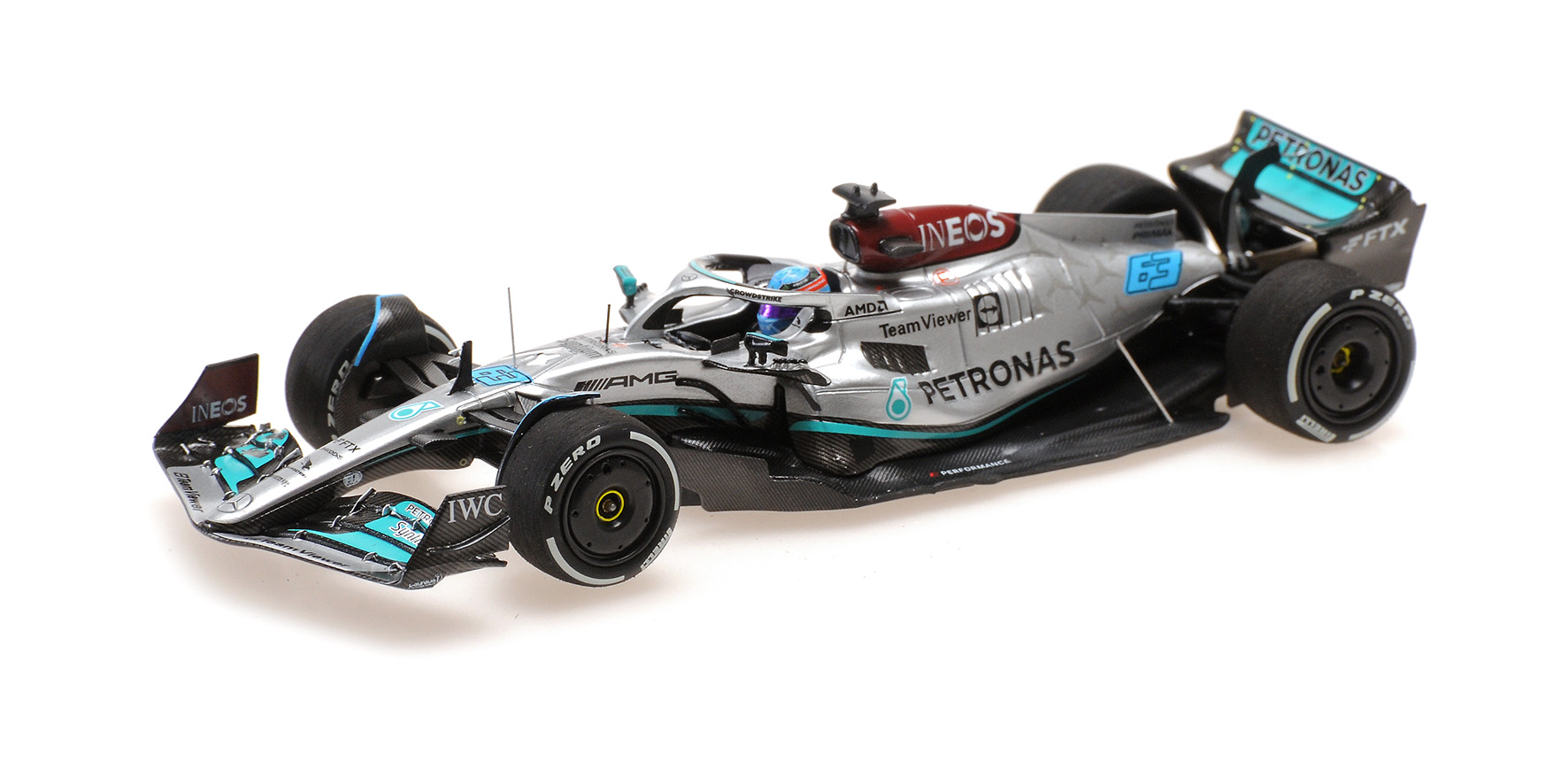 Minichamps 417221263 G. RUSSELL 3RD PLACE FRENCH GP 2022 1:43 Spur 0