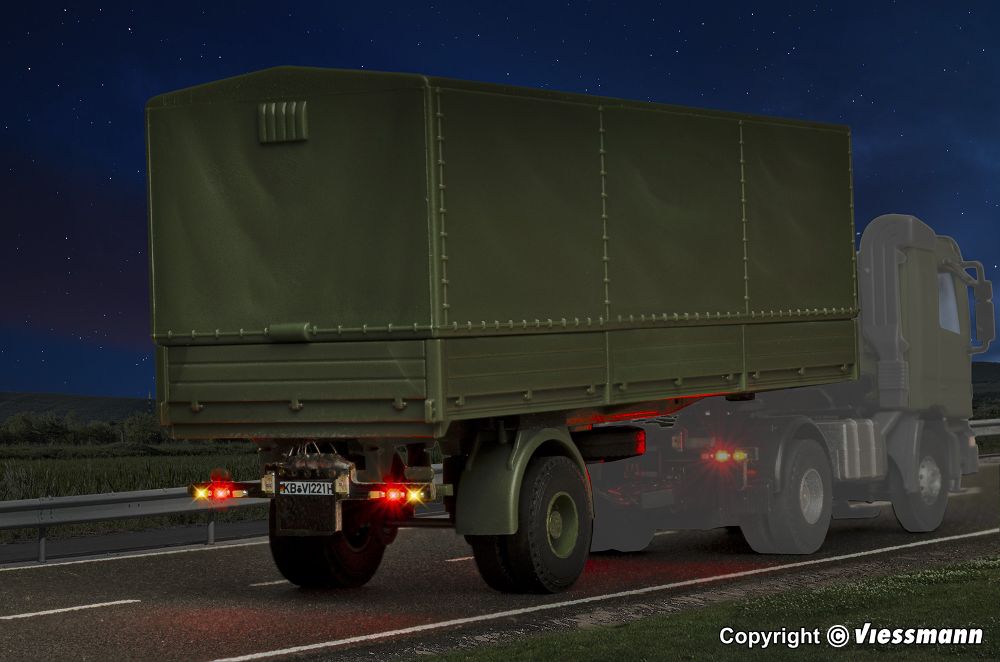 Viessmann 8221 1-achs Planensattelaufl. Militär Funktionsmodell Spur H0
