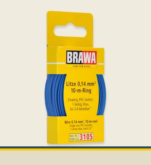 Brawa 3105 Litze 0,14 mm² blau 10-m-Ring Einadrig Neu OVP
