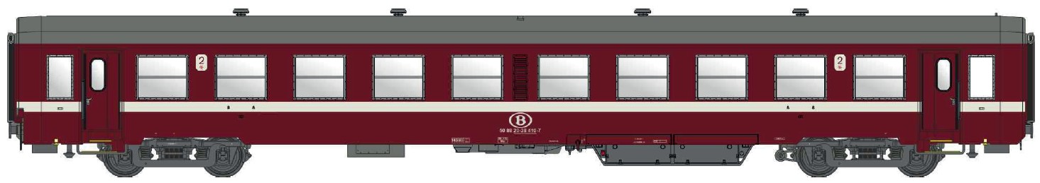 Models World MW40040 Personenwagen K4 B, 2.Kl. SNCB, Ep.V Spur H0