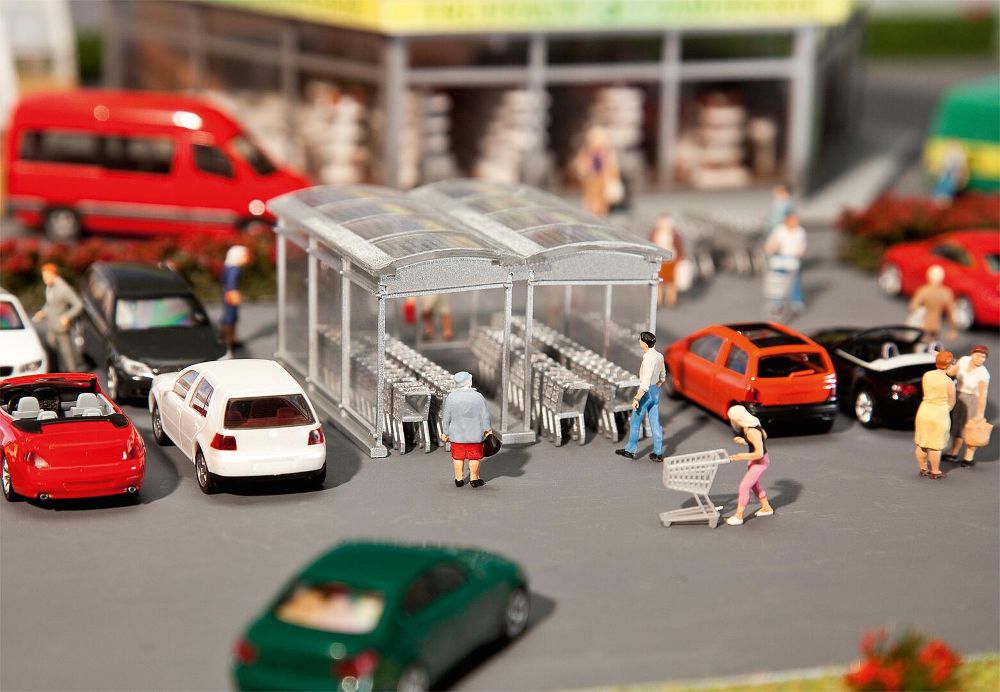 Faller 180606 Moderner Einkaufswagen-Unterstand 1:87 Spur H0