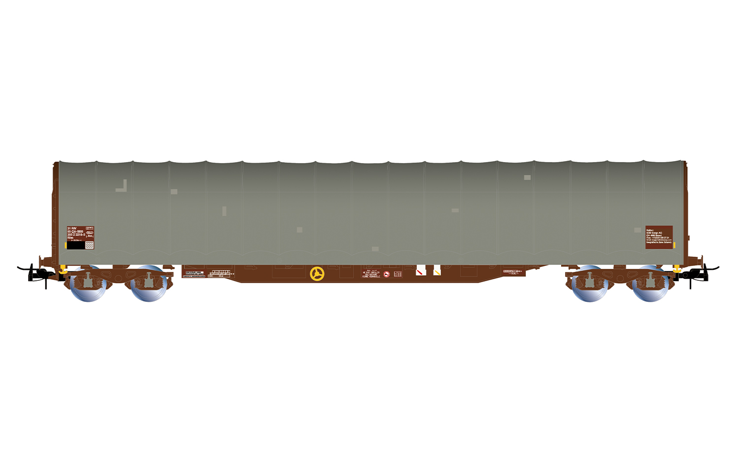 Rivarossi HR6718 SBB, 4-achs. Schiebeplanenwagen der Bauart Rilns mit Ausbess