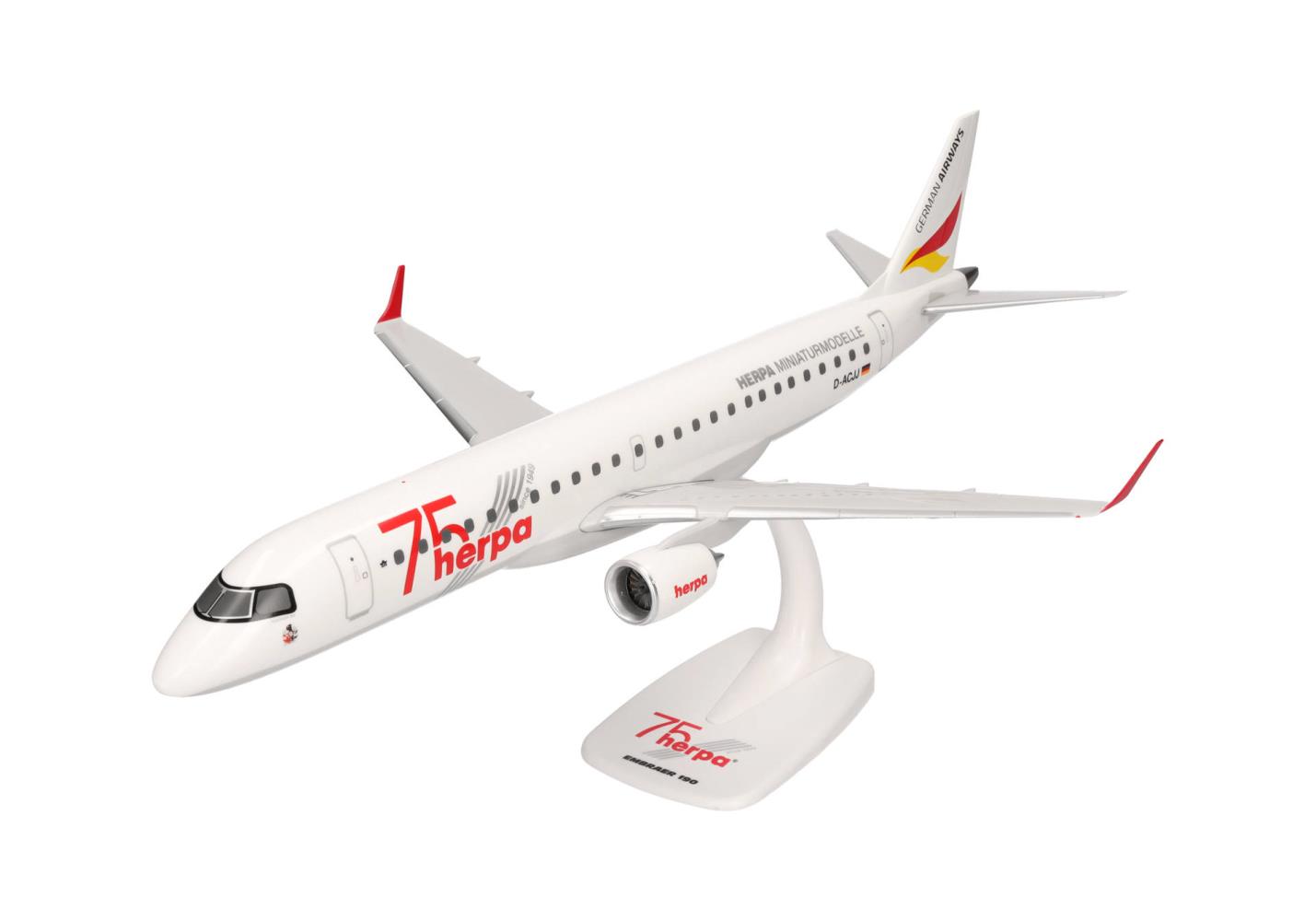 Herpa 614368 German Airways Embraer E190 Herpa 75 Years 1:100