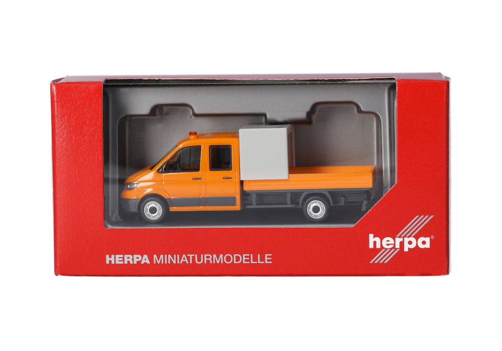 Herpa 099141 MAN TGE DoKa mit Pritsche kommunalorange 1:87 NEU