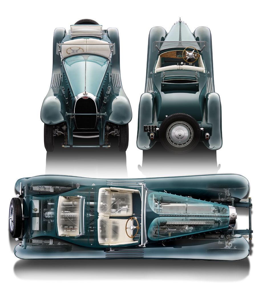 Bauer 1990TZ68 Bugatti Royale Roadster Esders 1932 türkis 1:18 Neu