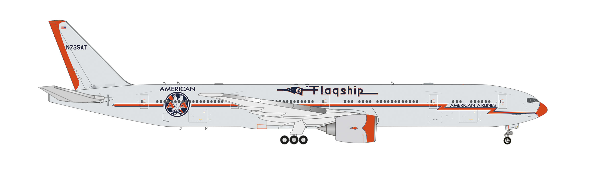 Herpa 614986 B777-300ER AA FlagshipHeritage