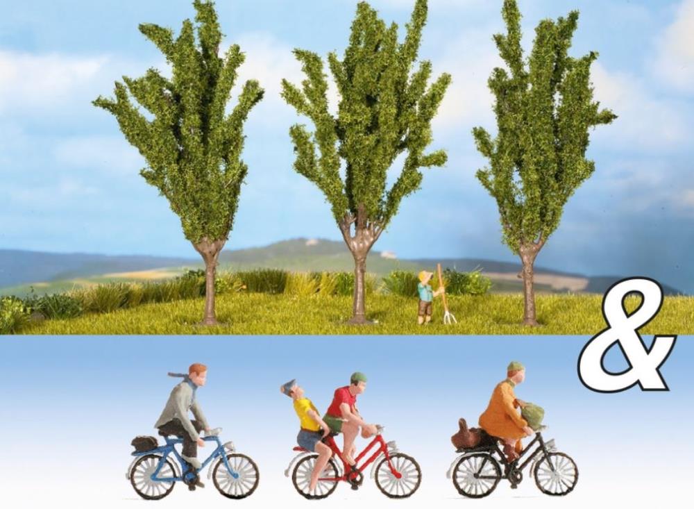 Noch 94005 Ausschmückungs-Set "Fahrradfahrer & Pappeln"
