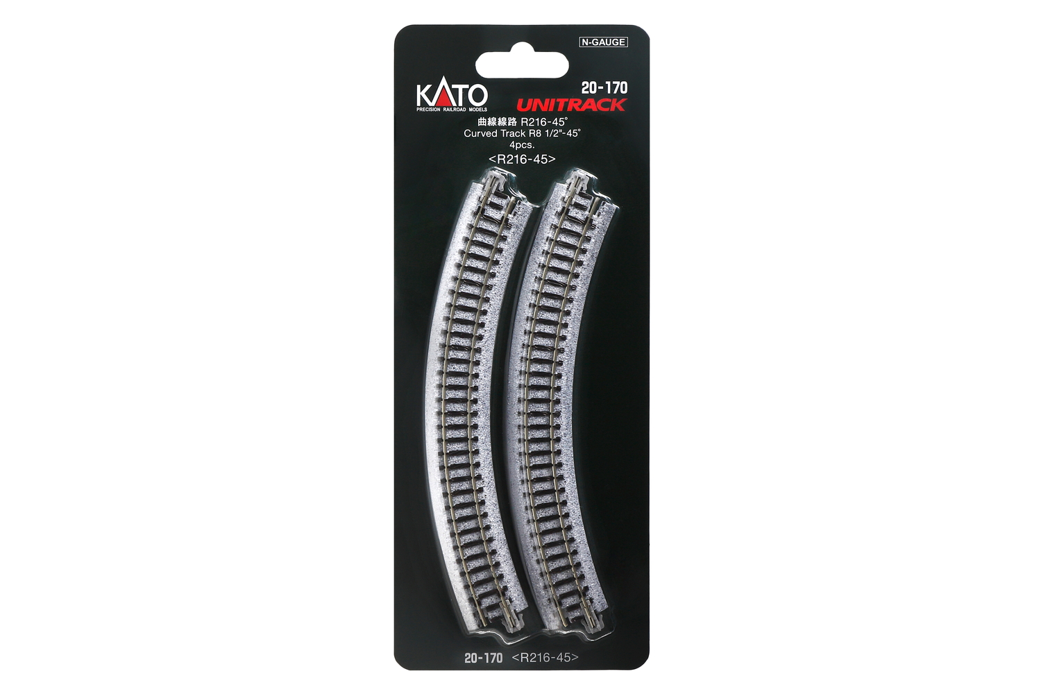 Kato 20-170 Gleis gebogen R 216-45° 4 Stück 1:160 Spur N Neu