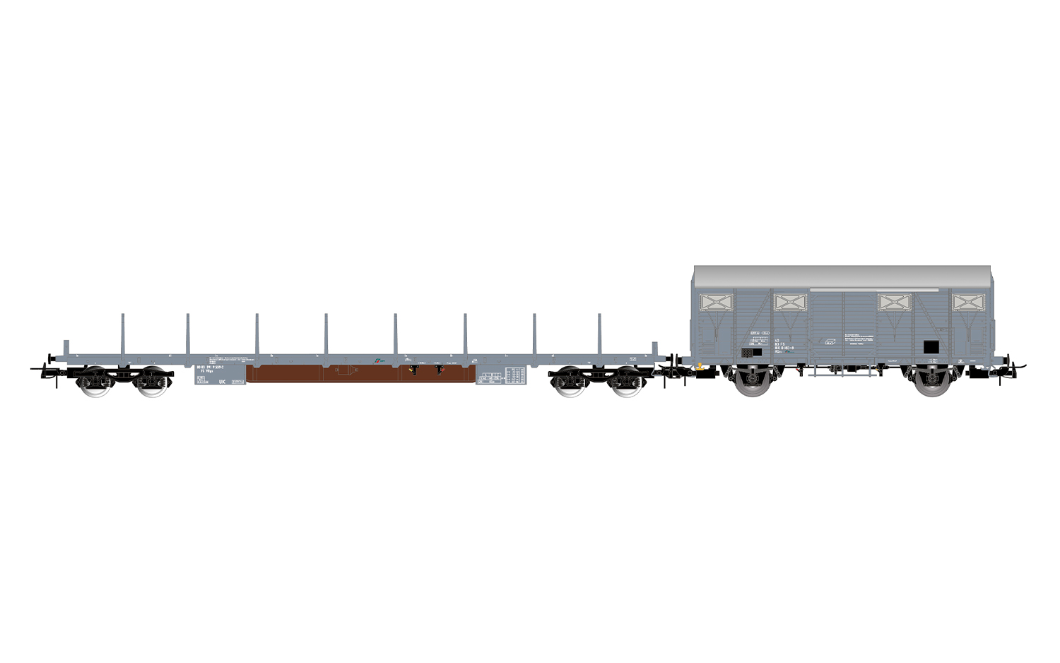 Rivarossi HR6715 FS, 2-tlg. Bauzug-Set, enthält je einen Wagen der Bauart VRg