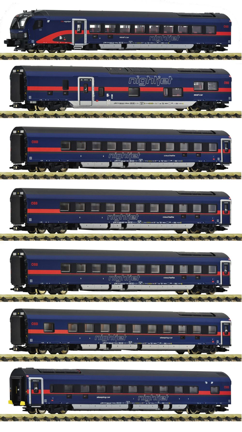 Fleischmann 6260065 7-tlg. Set: Nightjet, ÖBB 1:160 Spur N DC NEU OVP