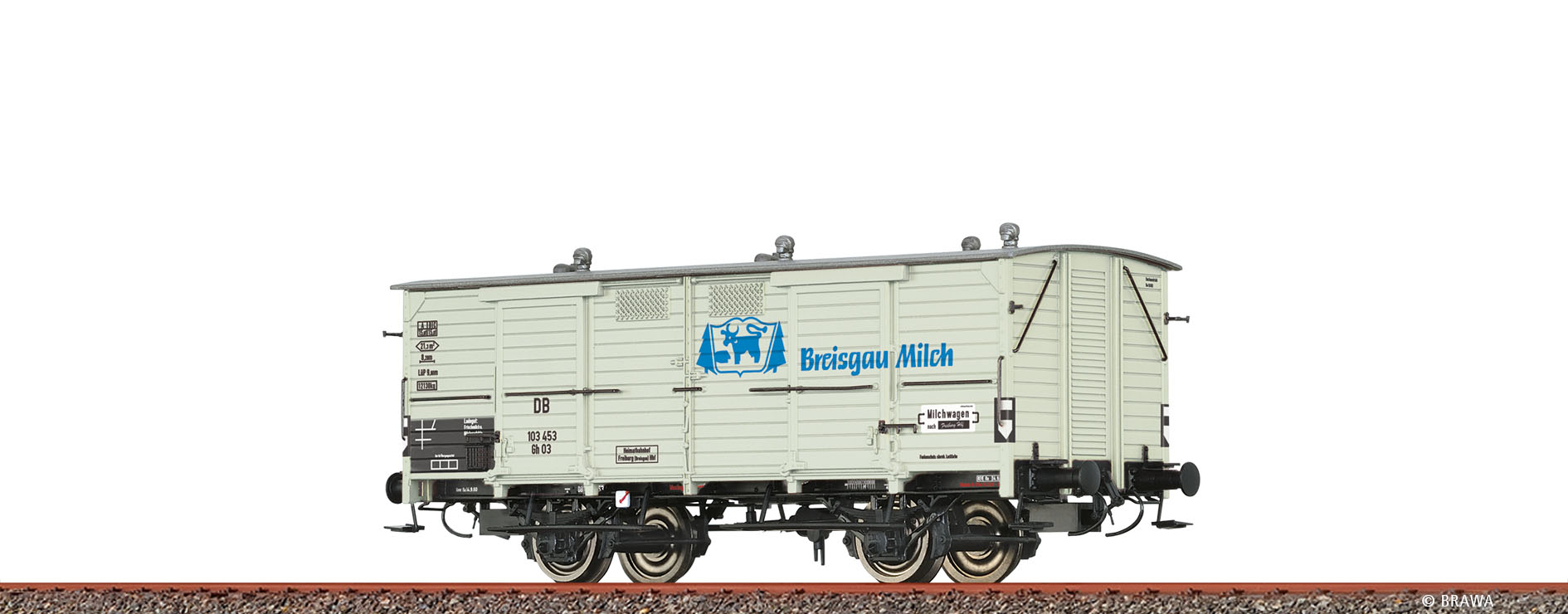 Brawa 50359 Milchwagen Gh03 Breisgau Milch DB 1:87 Spur H0 DC