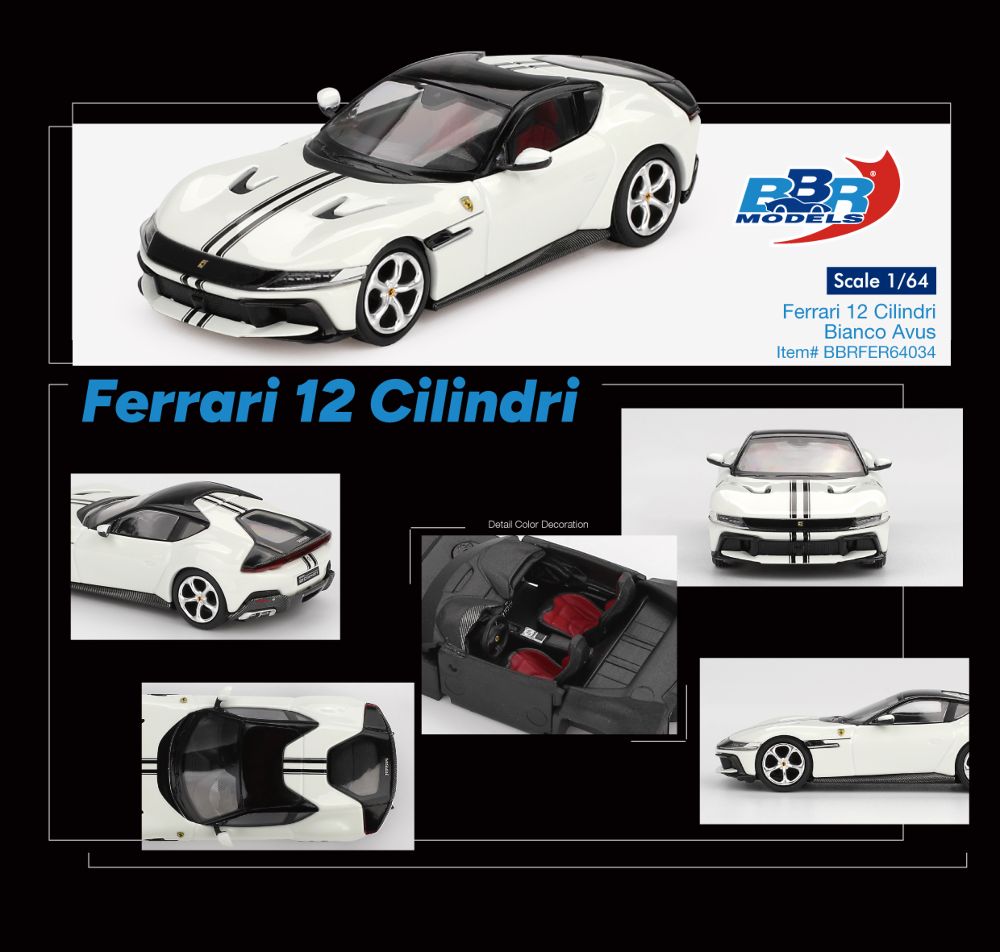 BBR BBRFER64034 1:64 FERRARI 12 CILINDRI BIANCO AVUS 2024
