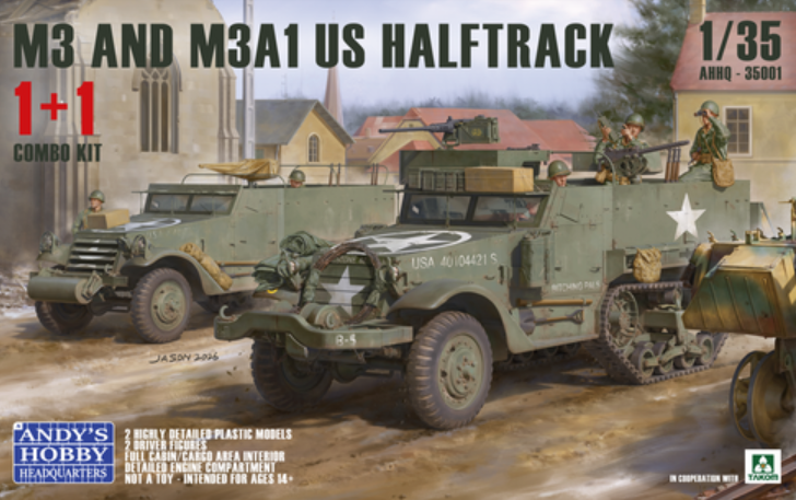 Andy's Hobby Headquarters 35001 M3 & M3A1 U.S. WWII HALFTRACKS 1:35 Bausatz NEU