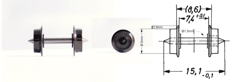 Fleischmann 00537013 Radsatz 6 mm Voll mit Spitzachse 1 Stück 1:160 Spur N