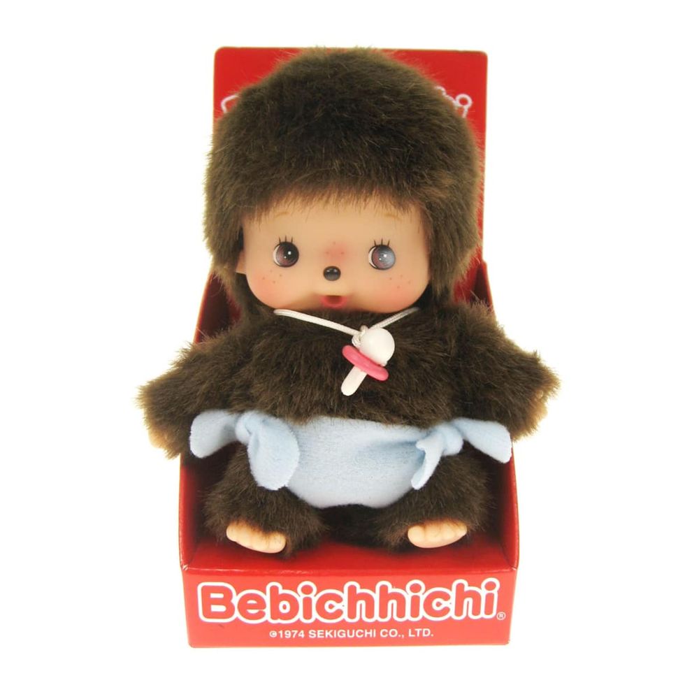 Monchhichi 235370 Plüschfigur Junge mit Windel blau/braun 15 cm Stoff