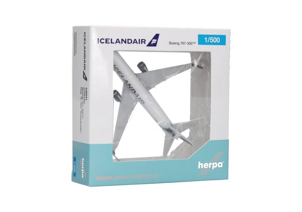 Herpa 539241 Icelandair Boeing 767-300 Borreal blue tail stripe 1:500