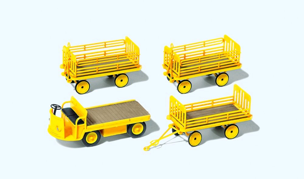 Preiser 17121 Elektrokarre mit 3 Anhängern. Deutsche Post