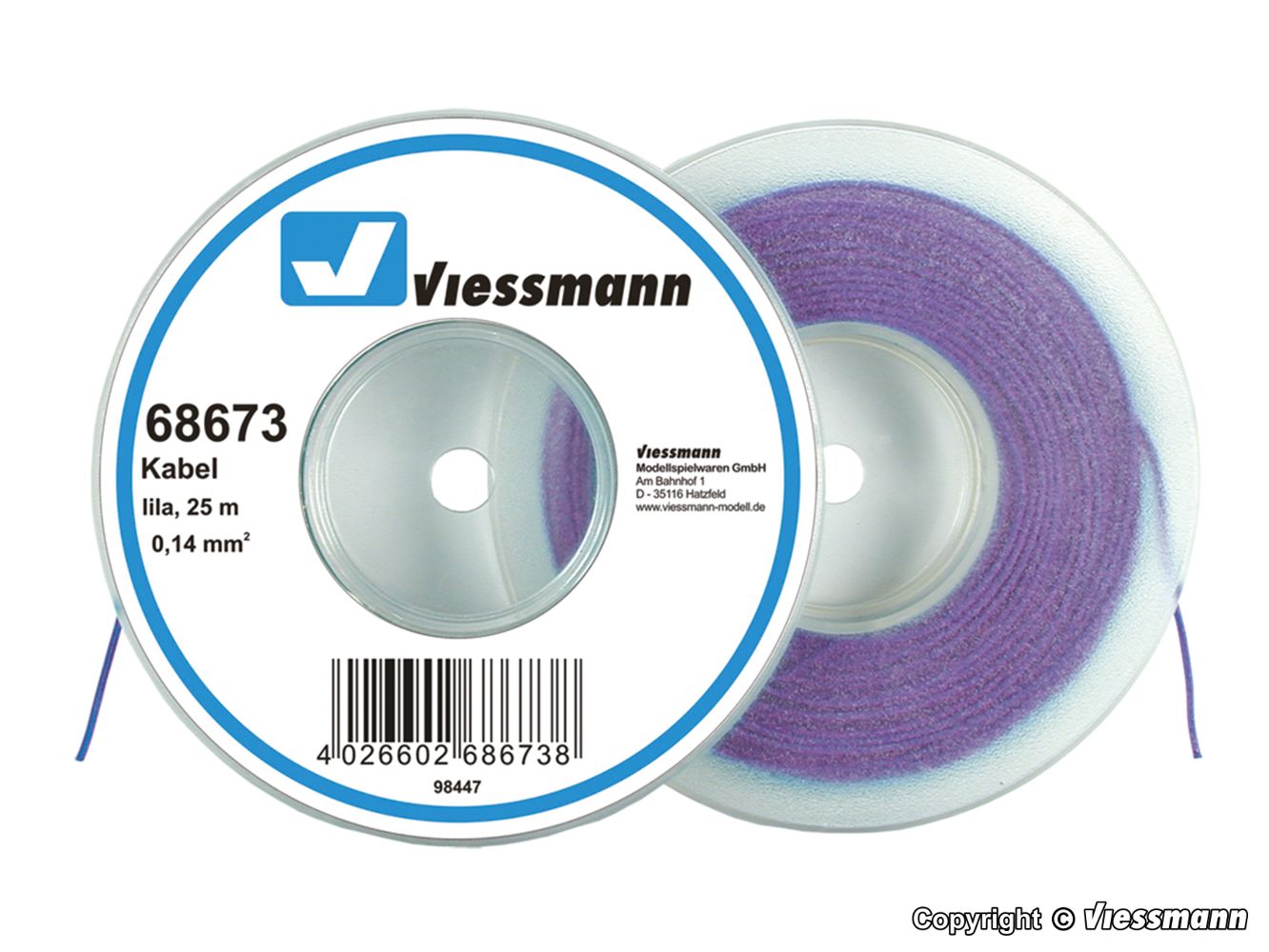 Viessmann 68673 Kabel auf Abrollspule 0,14 mm² lila 25 m Neu OVP