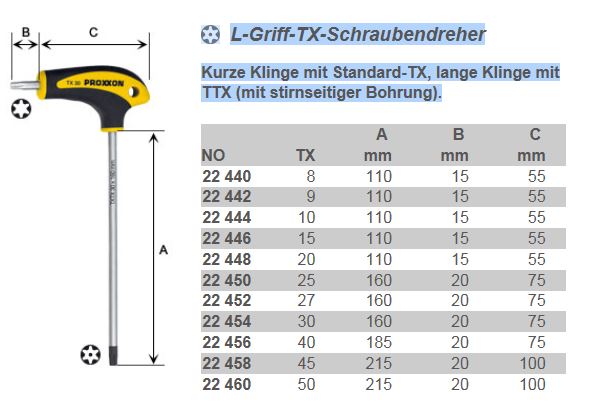 Proxxon 22444 FLEX-DOT-Schraubendreher mit L-Griff,  TX10