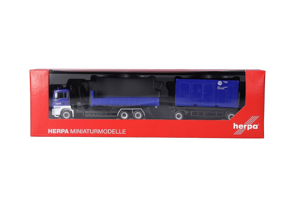 Herpa 320863 MAN TGS M Wechsell. mit Hänger "THW Singen" 1:87