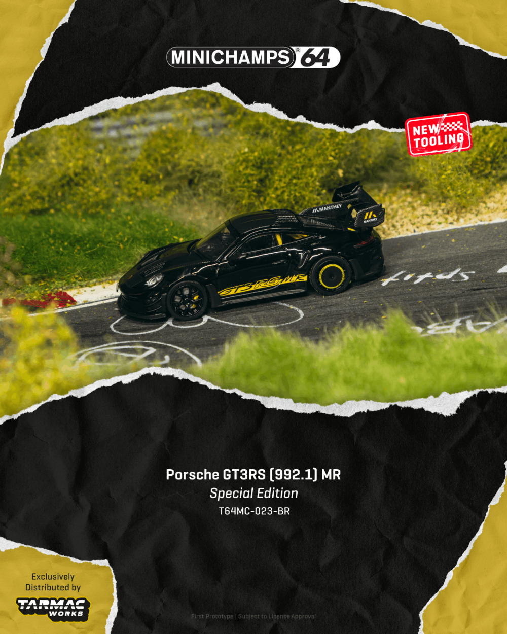 Tarmac Works T64MC-023-BR 1:64 PORSCHE GT3RS 992-1 BLACK AND YELLOW 2026
