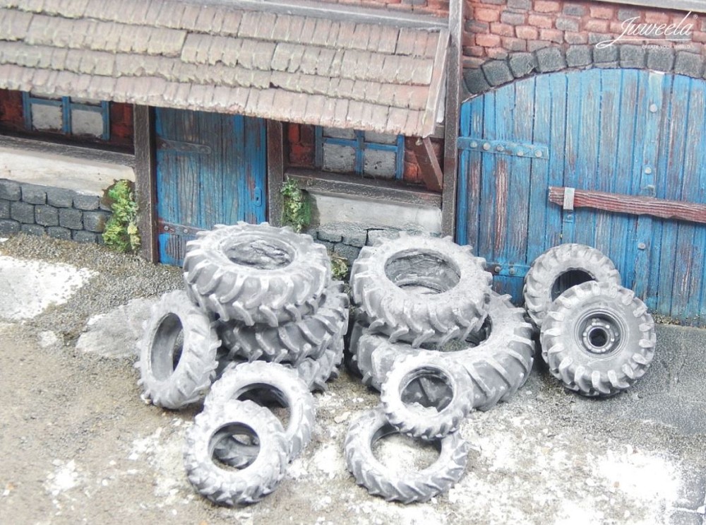 Juweela 23350 alte Treckerreifen lose, 12x (Miniatur)