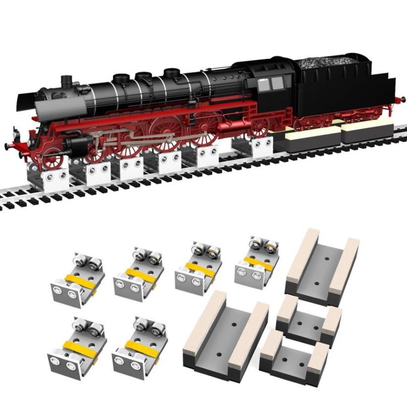 Proses RR-M-06 Set mit 6 Stk HO/OO Rollböcke + Radreinigungsfilze (Märklin)
