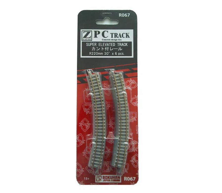 Rokuhan R067 Gleis überhöht R220-30° 1:220 Spur Z Neu OVP 6 Stück