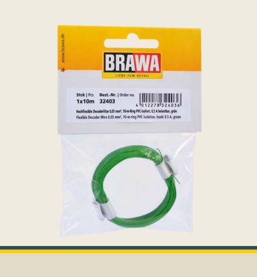 Brawa 32403 Hochflexible Decoderlitze 0,05 mm² grün Neu OVP