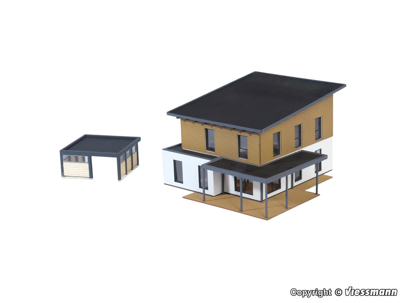 Kibri 38337 Kubushaus Saskia mit Carport Polyplate 1:87 Spur H0