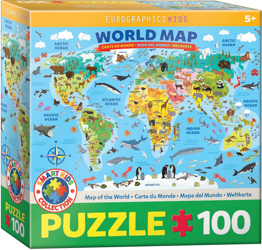 EUROGRAPHICS 6100-5554 Weltkarte illustriert 100 Teile Puzzle