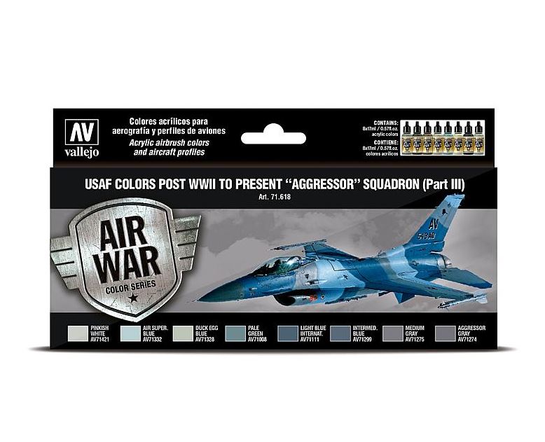 Vallejo 71618 Farb-Set, USAF 1940er-heute, Aggr. Squadron, 3 - 8 x 17 ml