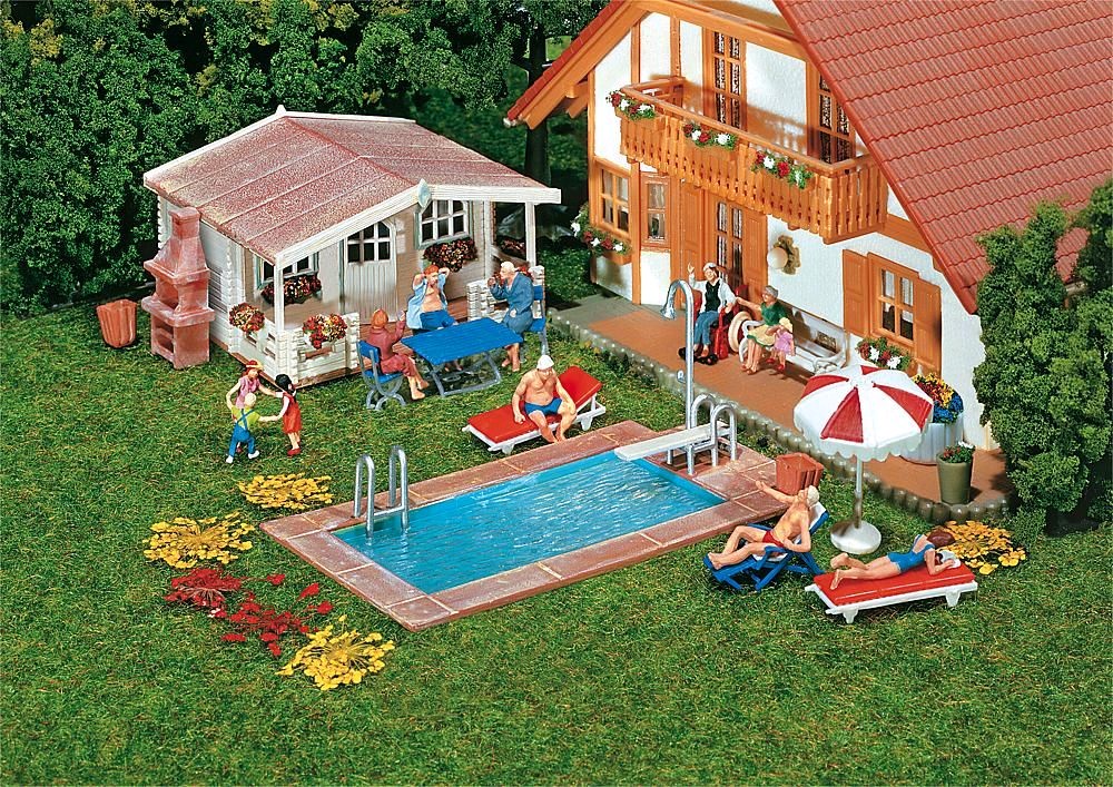 Faller 180542 Swimming-Pool und Gartenhaus 1:87 Spur H0 Neu OVP