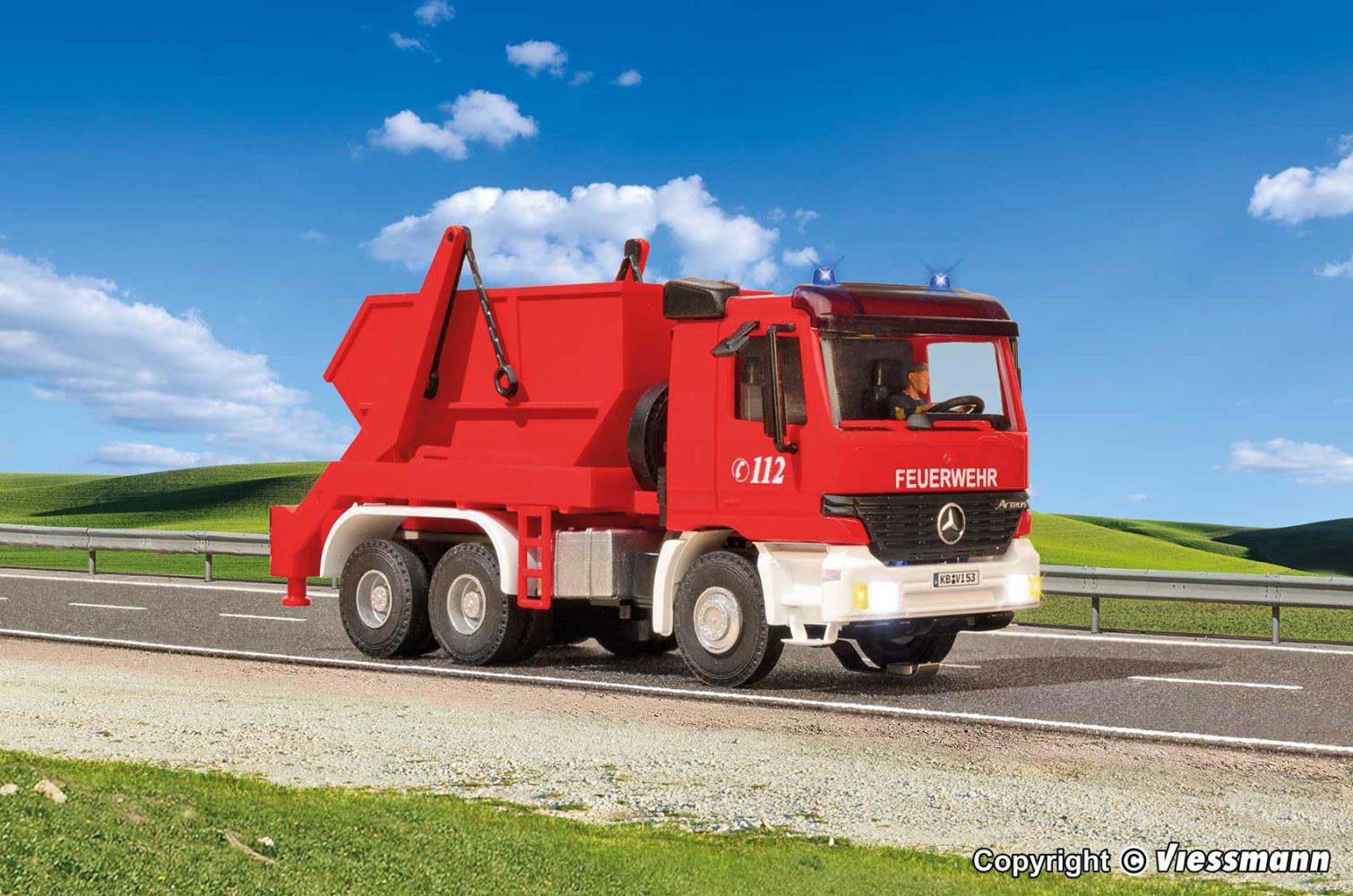 Viessmann 8053 Feuerwehr MB ACTROS 3-achs Absetzkipper Spur H0