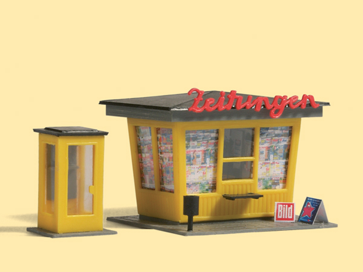 Auhagen 12340 Zeitungskiosk mit Telefonzelle - Spur H0/TT - Bausatz