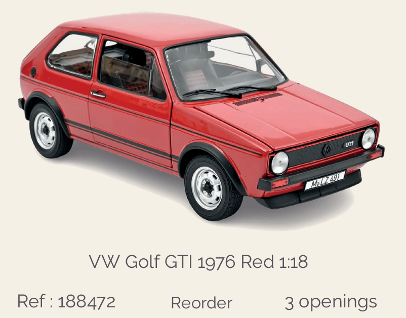 Norev 188472 VW Golf GTI 1976 Red 1:18 (Reprod 2026)