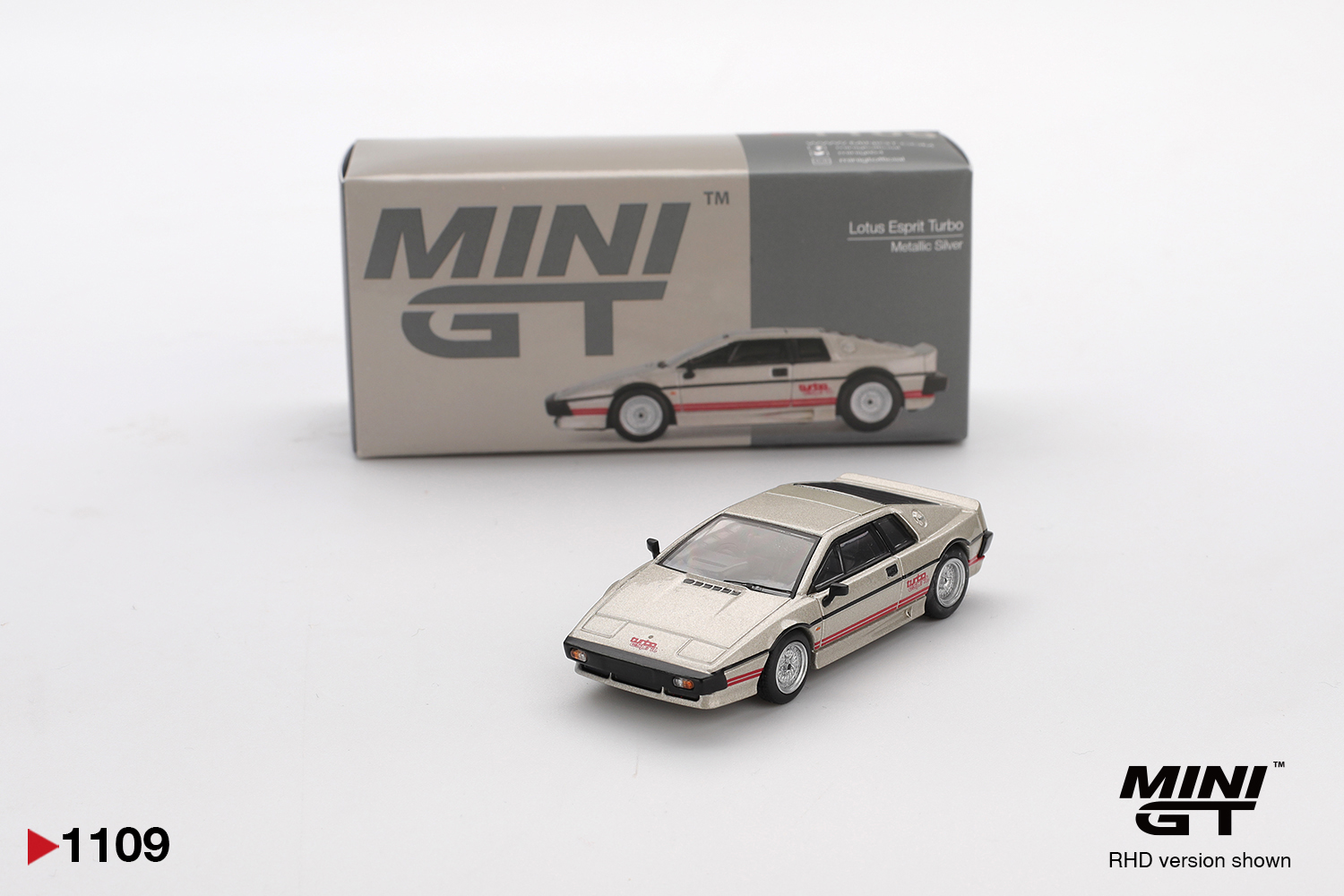 Mini GT 1109 Lotus Esprit Turbo Metallic Silver 1980 1:64 NEU OVP