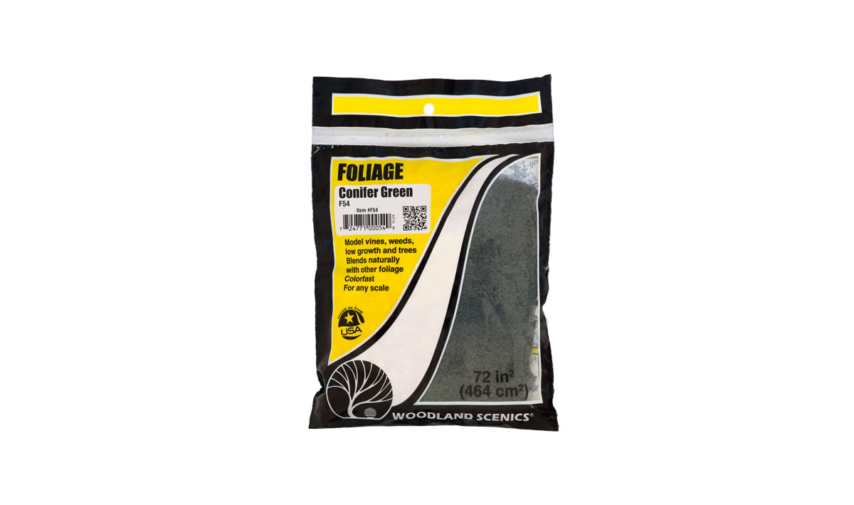 Woodland Scenics F54 Belaubung Koniferengrün 72 in2 (464 cm2) Neu OVP