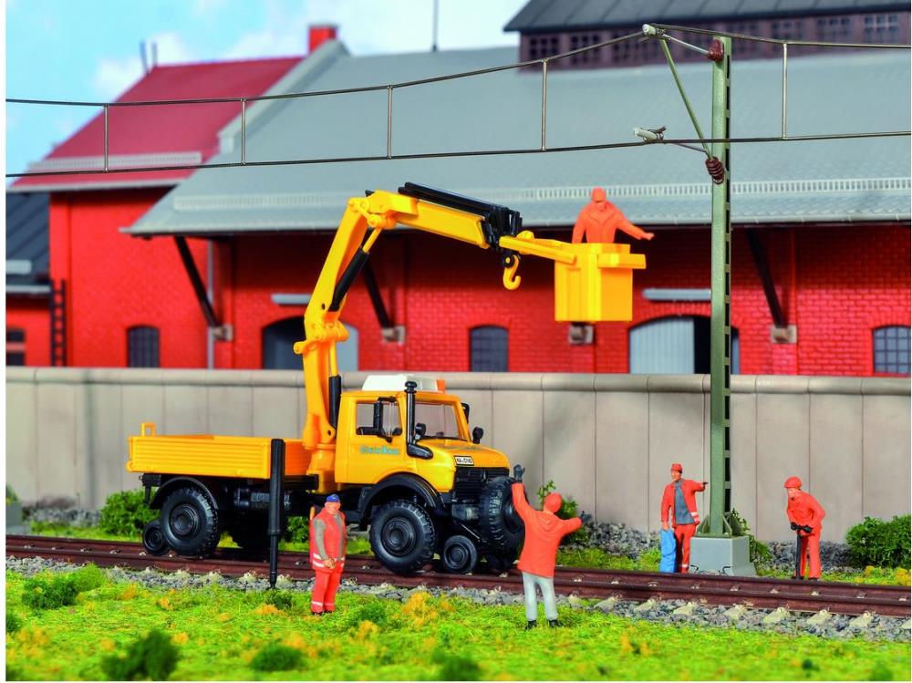 Kibri 14991 Zweiwege UNIMOG GleisBau mit Arbeitskran und Korb