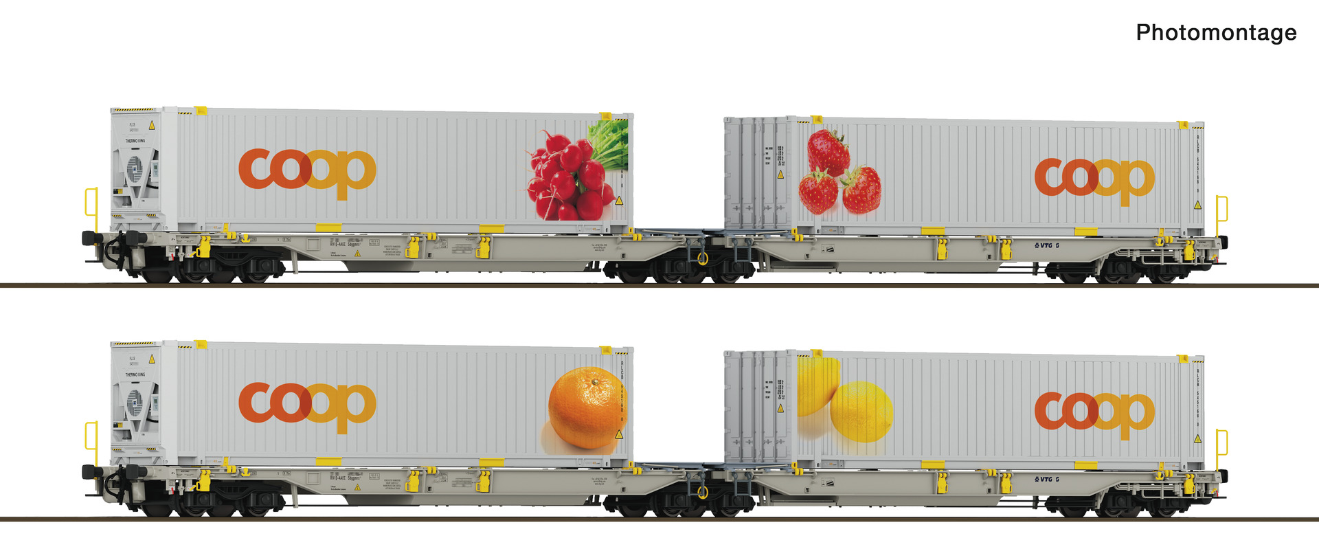 Roco 6600323 2-tlg. Set 2: Doppeltaschen-Gelenkwagen T2000