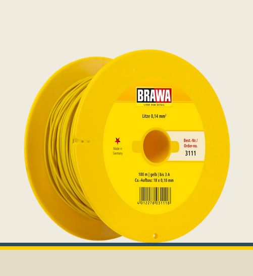 Brawa 3111 Litze 0,14 mm² gelb 100-m-Spule Einadrig Neu OVP