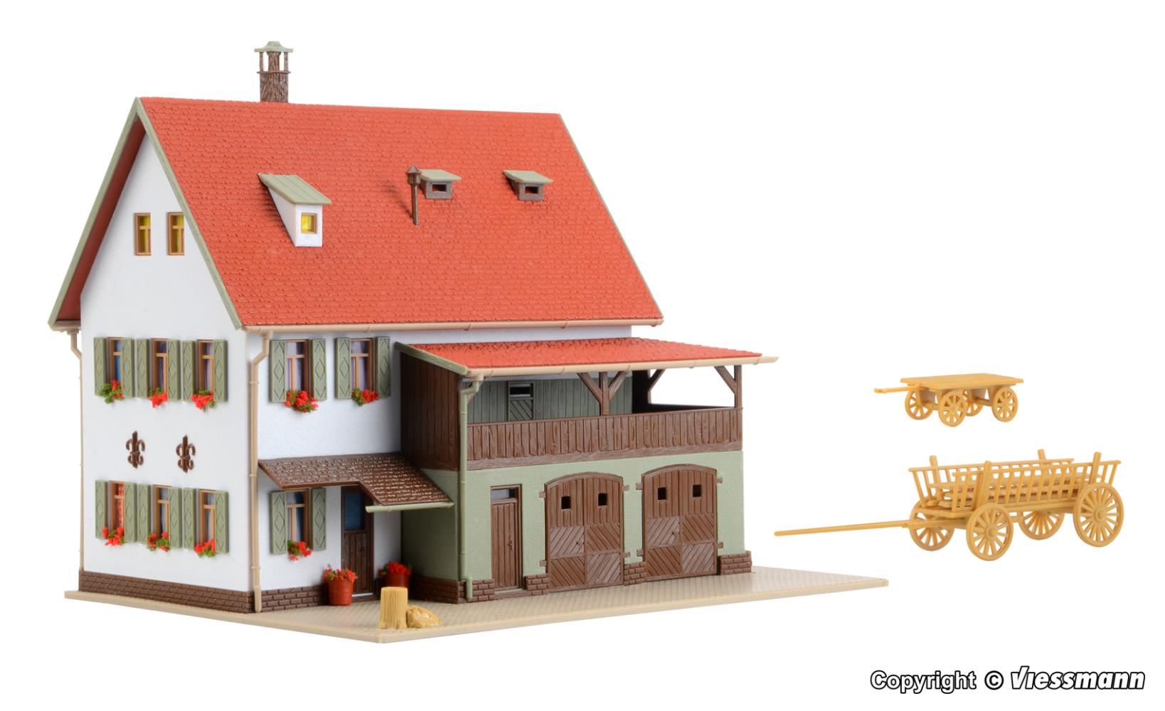 Vollmer 43721 Bauernhaus mit Scheune 1:87 Spur H0 Bausatz Neu