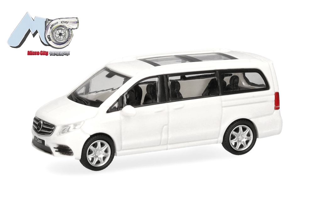 Herpa 87MC000077 MicroCity: Mercedes-Benz V-Klasse, weiß 1:87 Spur H0
