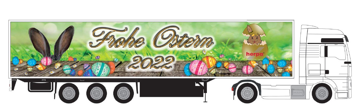 Herpa 949651 MAN TGX XXL Koffer-Sattelzug "Ostern 2022" - 1:87