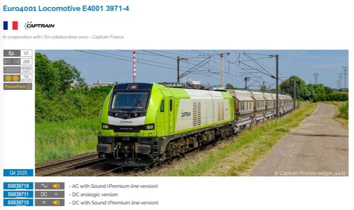 Sudexpress S0039711 Captrain France E4001 3971 DC Analogic Spur H0