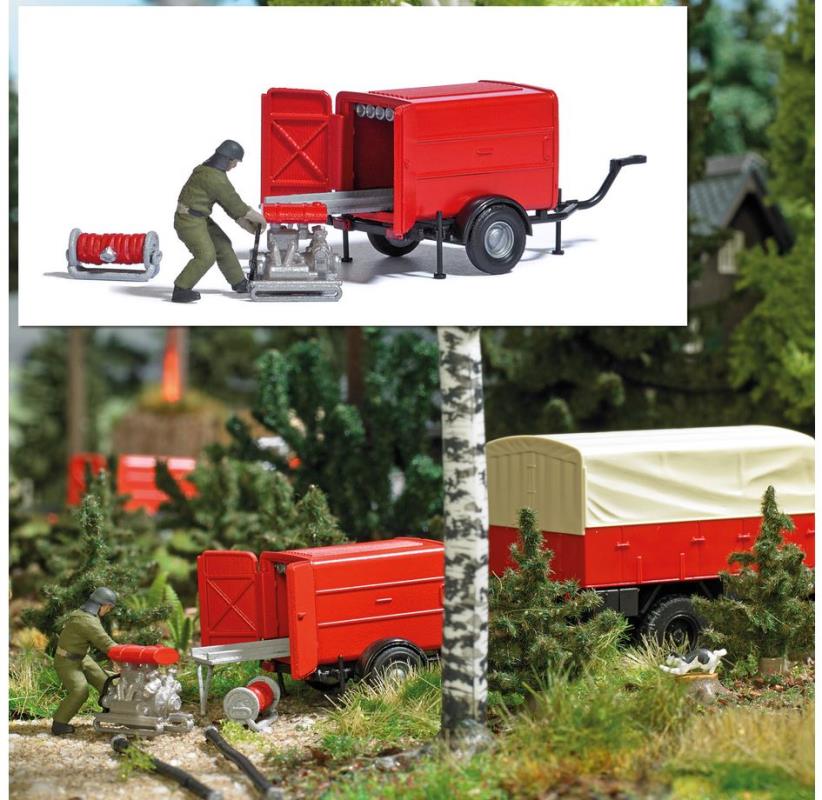Busch 7962 Action-Set: Schlauchanhänger mit Tragkraftspritze