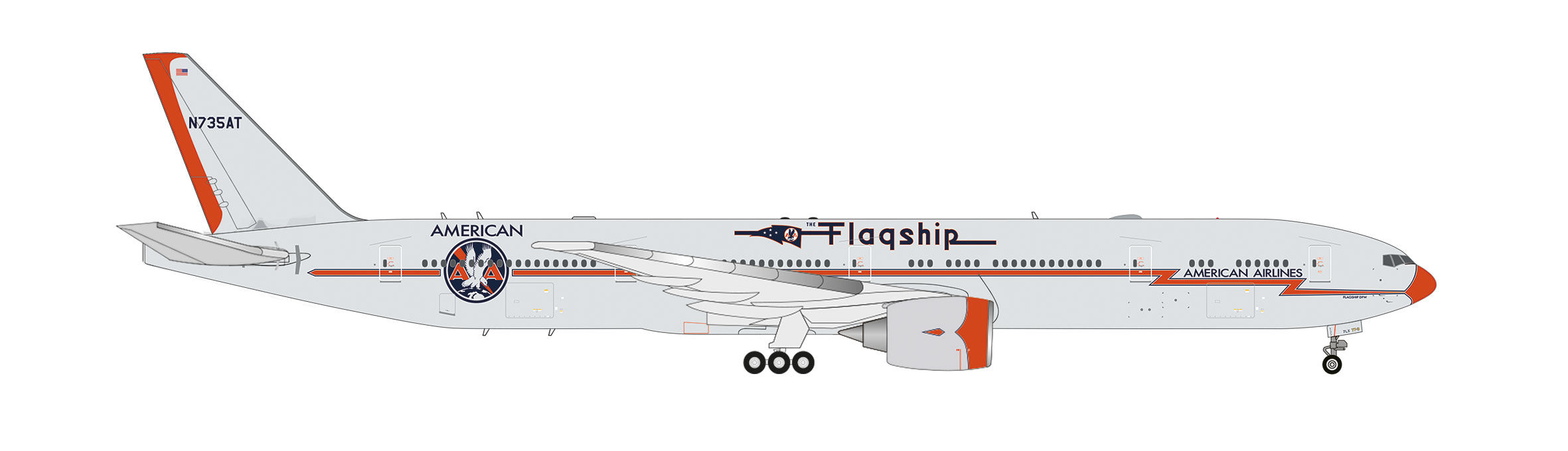 Herpa 574020 B777-300ER AA FlagshipHeritage