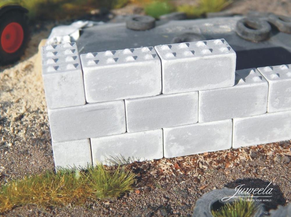 Juweela 28332 Betonblöcke Miniatur - 1:87 - 30 x 8-Noppen - Neu