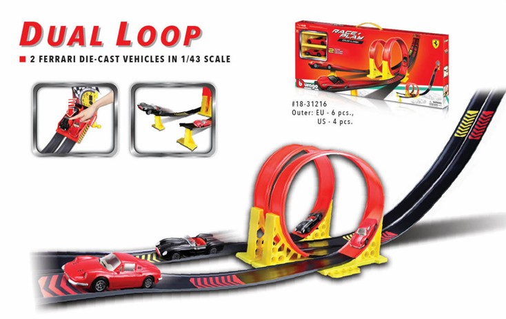 Bburago 18-31216 Dual Loop, inkl. 2 Autos, Tragebox