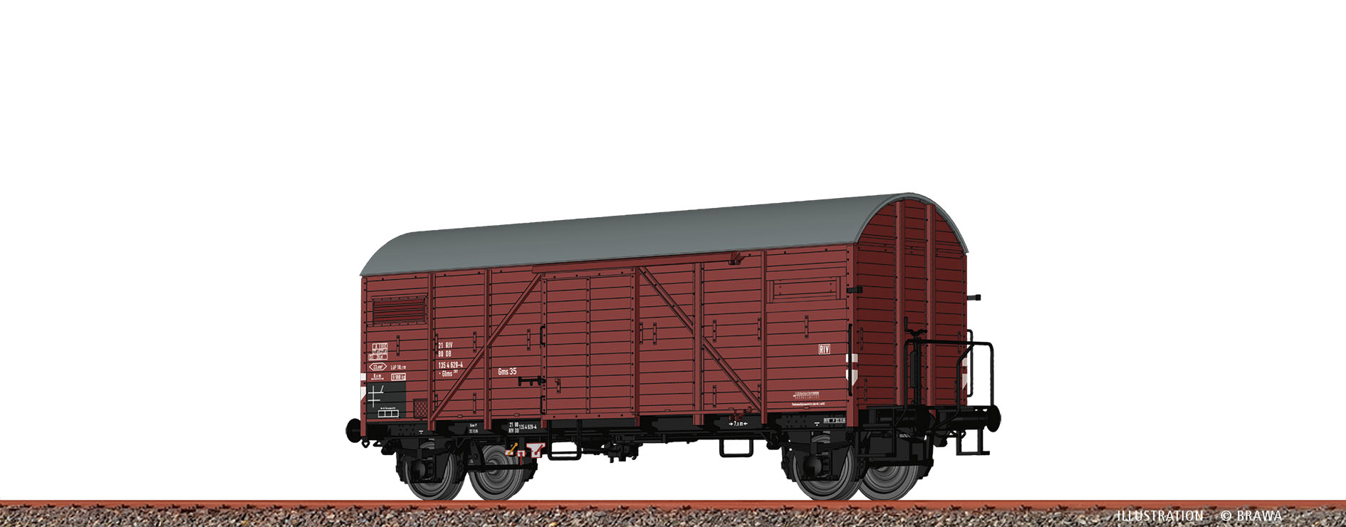 Brawa 50723 Gedeckter Güterwagen Glms201 DB 1:87 Spur H0 DC
